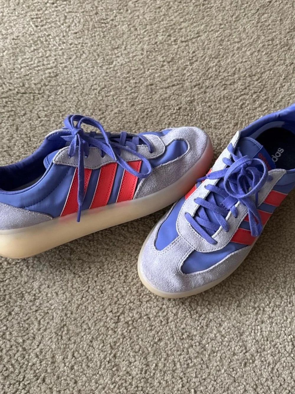 adidas Purple Sneakers with Orange Stripes